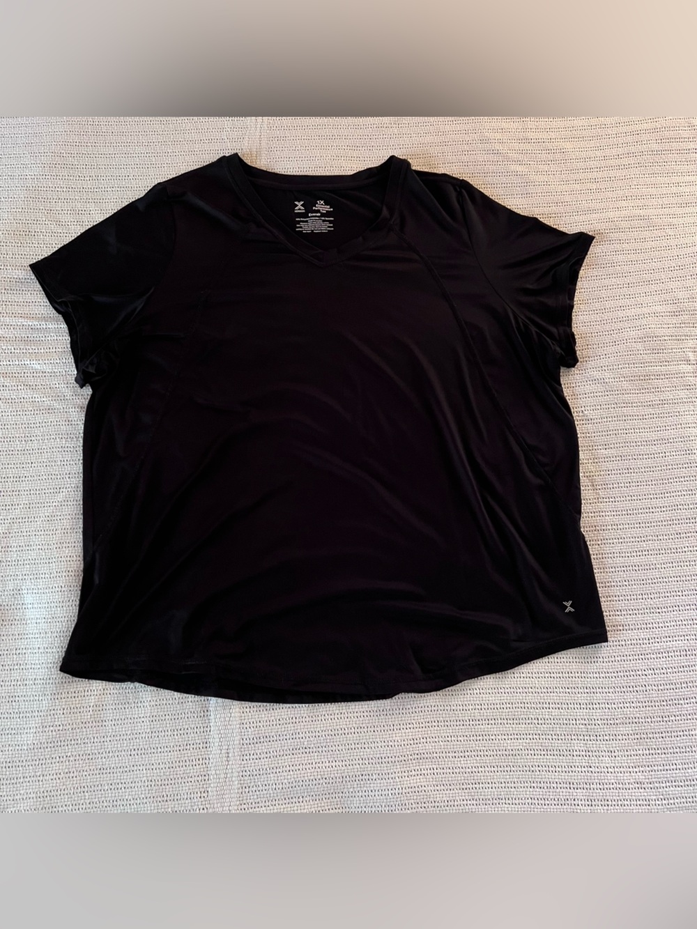 2 - Xersion Short-Sleeve V-Neck Performance Tees - Black and Black and White
